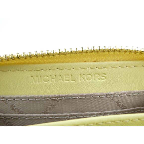 Michael Kors Jet Set Brown Yellow Medium Logo Zip Around Card Wallet NWOT - Picture 9 of 9